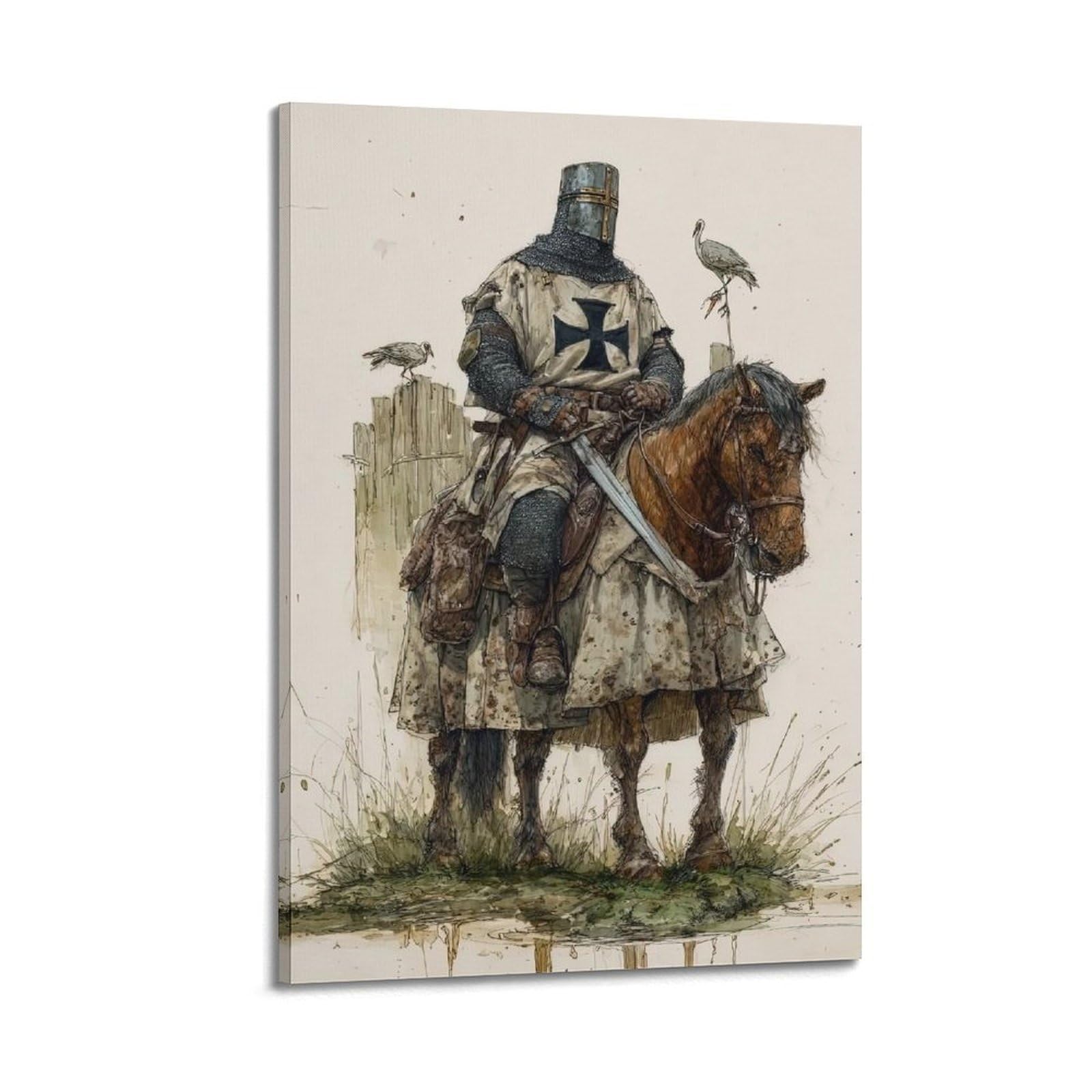 XKUGA Crusader Of The Templar Knight Medieval Poster Sacred Zen Modern Decorative Canvas Prints - Ideal Wall Art for Family, Man Cave, Game Room, Boys & Girls Bedroom 24x36inch(60x90cm)