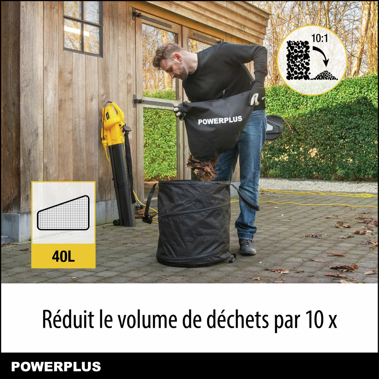 Powerplus Soffiatore elettrico POWEG4030-3300 W soffiatore di foglie elettrico, velocità massima dell'aria 250 km/h, attrezzi da giardino