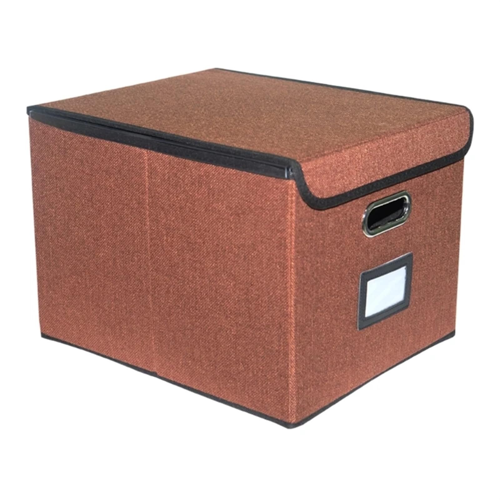 Scatola Portaoggetti Scatola portaoggetti pieghevole in tessuto con coperchio, scatola sospesa in lino(Brown)
