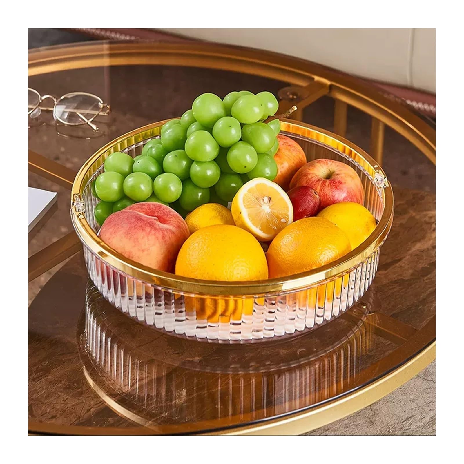 TOMYEUS Portafrutta/Fruttiere Piatto di Frutta in Vetro di Alta qualità Creativa Creativa Ciotola di Frutta Alto Leggero Soggiorno di Lusso tavolino da caffè a tavolino Cestello per Frutta