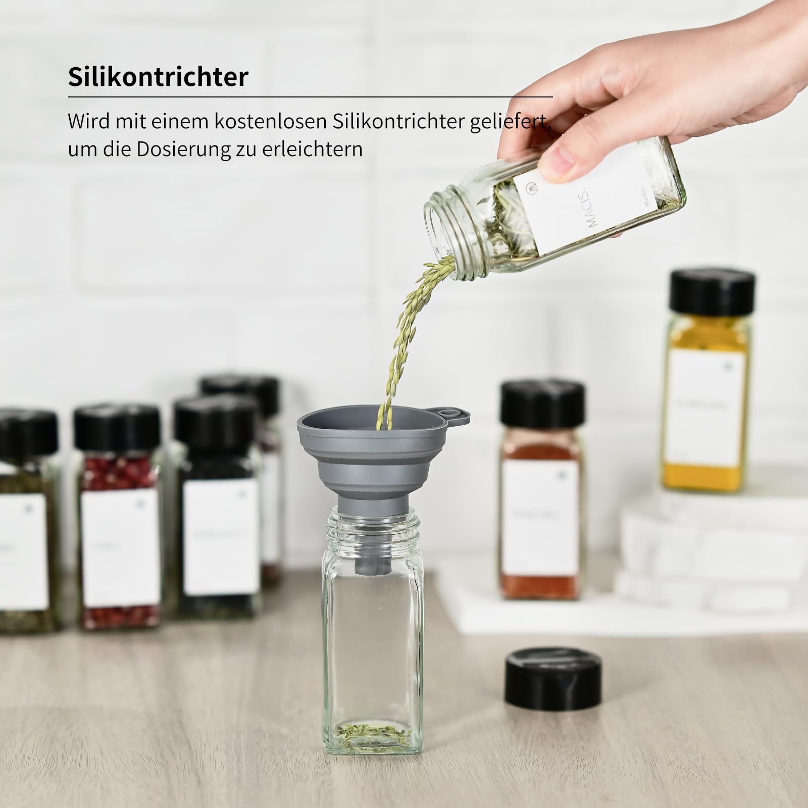 Set 6 Barattoli Spezie In Vetro Con Coperchio Spargisale - 120ml, Etichette E Accessori Included - Foto 7