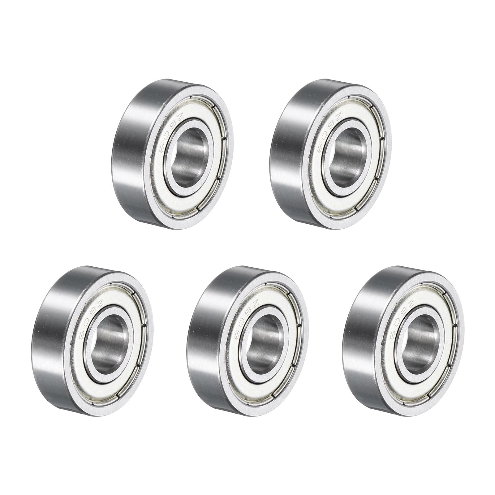 uxcell 5pcs 609ZZ Deep Groove Ball Bearings 9 x 24 x 7mm High Carbon Steel Double Shield Bearings for Electric Motor, Home Appliances, Garden