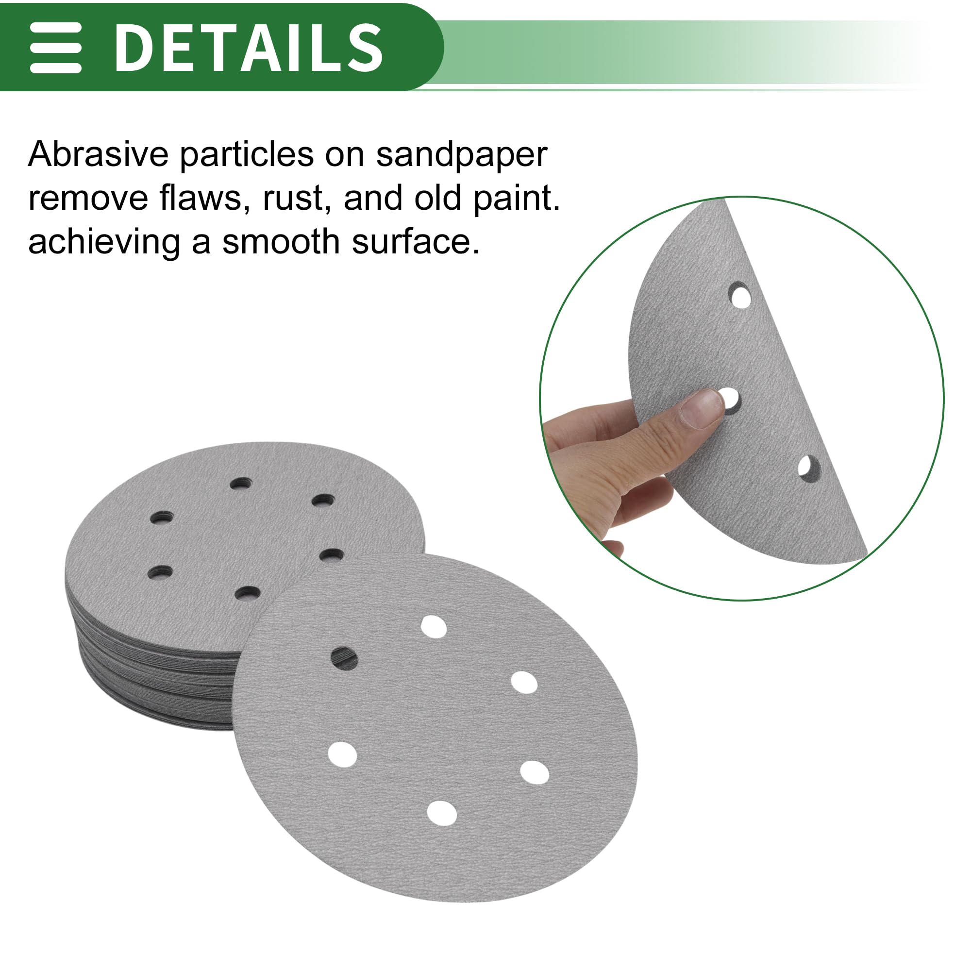 Hihaha Sandpaper Hook & Loop Sanding Sheets 150x150mm White 320 Grit Round Efficient Grinding and Polishing Automobile Manufacturing and Repair Woodworking - Image 4