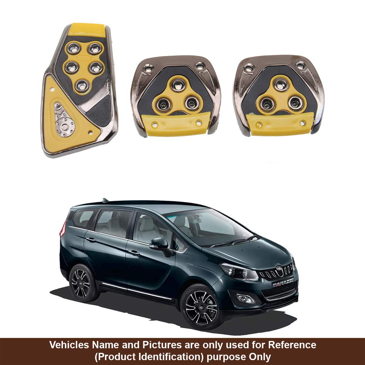 Oshotto 3 Pcs Non-Slip Manual CS-375 Car Pedals kit Pad Covers Set Compatible with Mahindra Marazzo (Yellow)-image-3