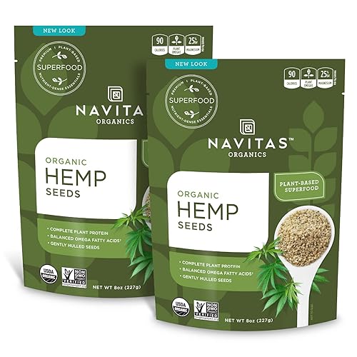 Miniatura 1 de Navitas Organics Semillas de cáñamo crudas, 8 onzas (paquete de 2) 30 porciones, orgánicas, sin OMG, cáscara de baja temperatura, sin gluten