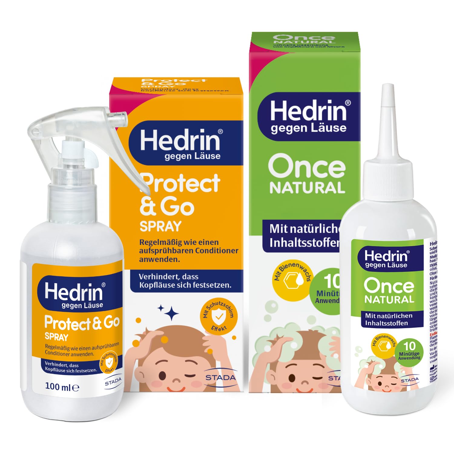 HEDRIN Once Natural + HEDRIN Protect & Go Spray – Schnelle Hilfe gegen Läuse – Vorteilspack: wirksame Prävention und Akuthilfe mit natürlichen Inhaltsstoffe
