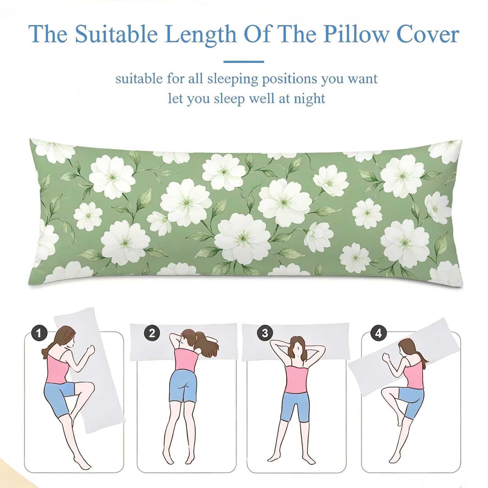 Fodera Cuscino 50 x 150 cm, Bianco-4 Velluto Copricuscini Letto, | con Invisibile Cerniera, Morbida e Traspirante, per biancheria da letto, divano, hotel, chi dorme sul fianco Fiore-2 j-9