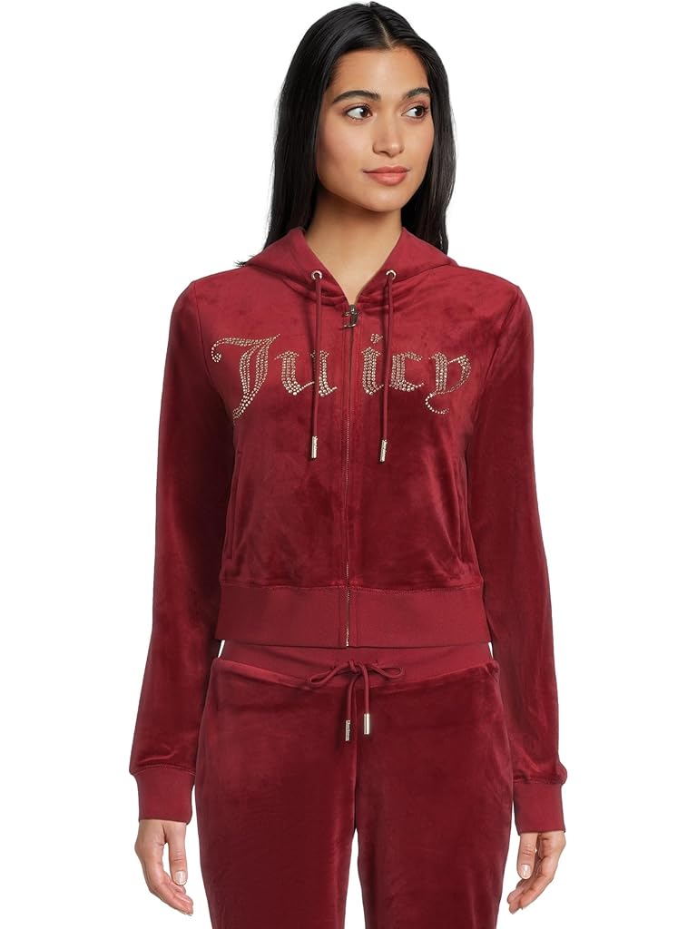 Red Juicy Couture Classic Juicy Hoodie With Bling