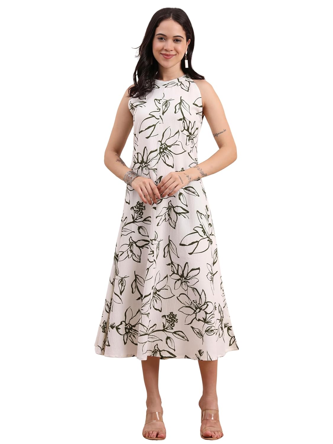 Yash Gallery Women’s Printed Dress | Elegant Sleeveless Short Dress for Western Casual Comfortable Everyday Wear Outfit for Women