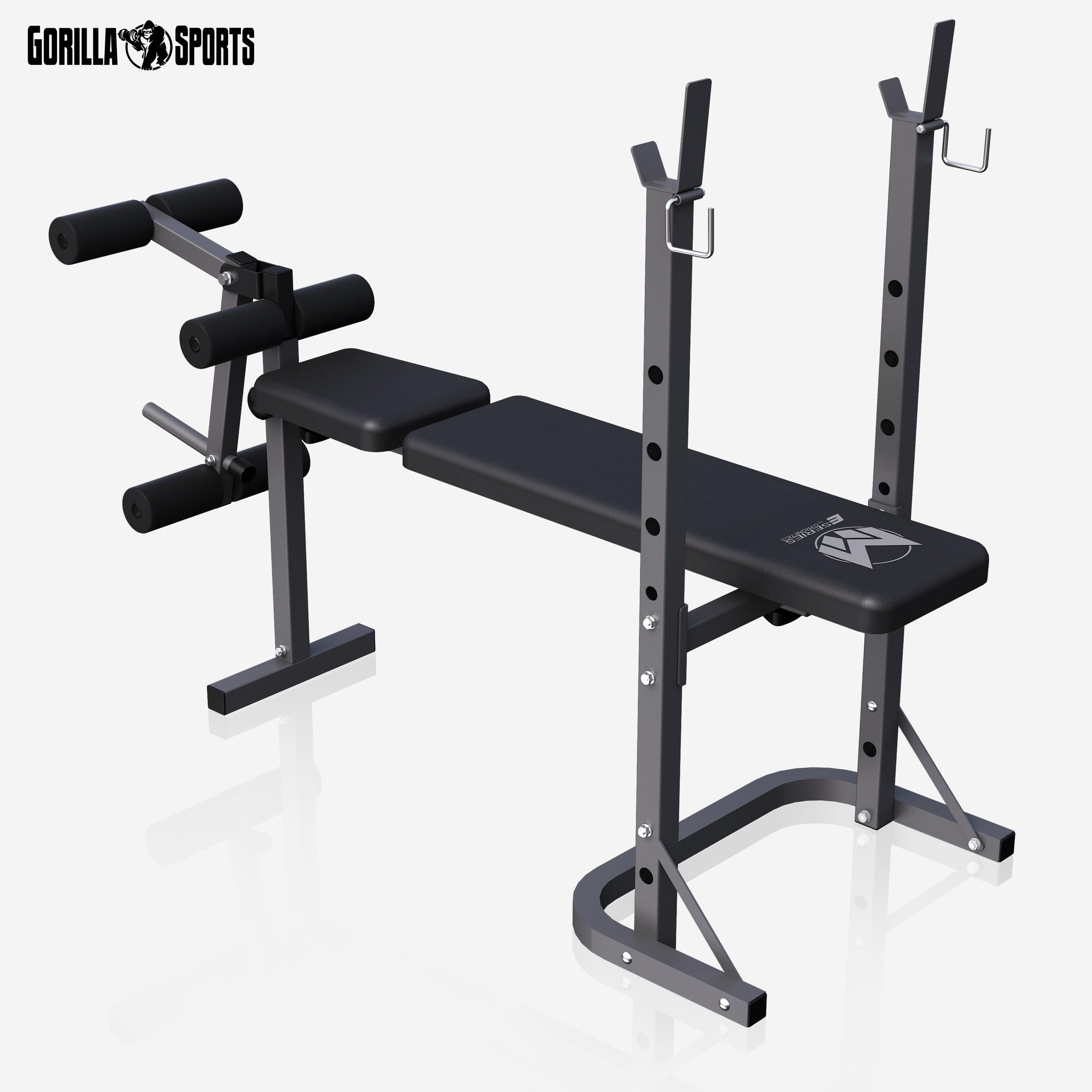 GYRONETICS® Panca Pesi - con Porta Bilanciere, Multifunzione, Regolabile, Pieghevole, Max. 220kg, in Acciaio - Panca Piana, Palestra, Allenamento, Addominali, Sollevamento Pesi, Fitness, Casa