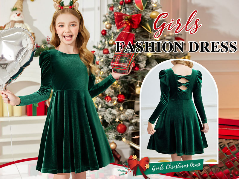 Arshiner Girls Long Sleeve Dress Velvet Crew Neck Bow Back Holiday Party Dresses with Pockets Burgundy(Galaxy Print) Kids 3-4 Y: Clothing, Shoes & Jewelry