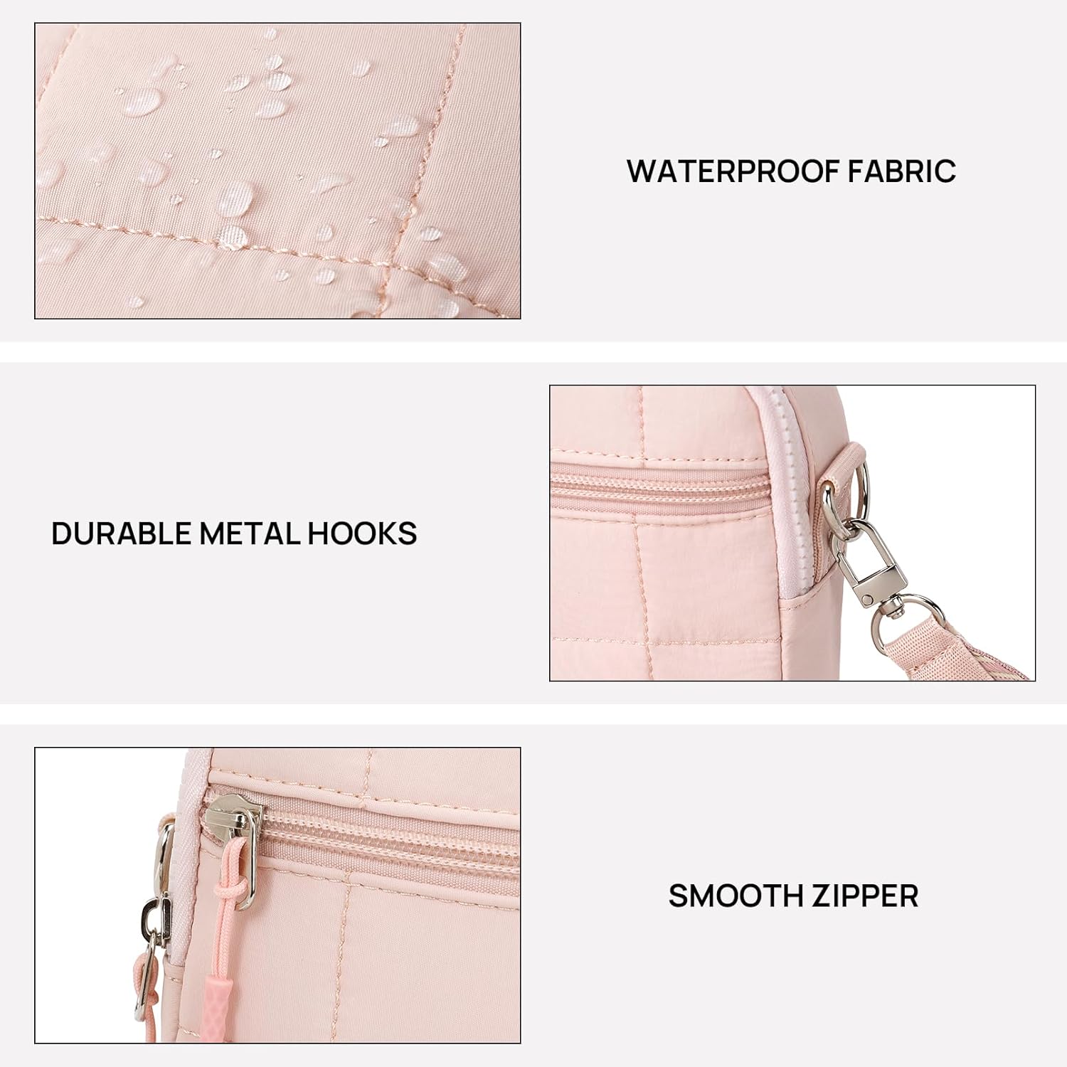 Telena Puffer Small Crossbody Bags for Women Cell Phone Purse Crossbody Bag Pink
