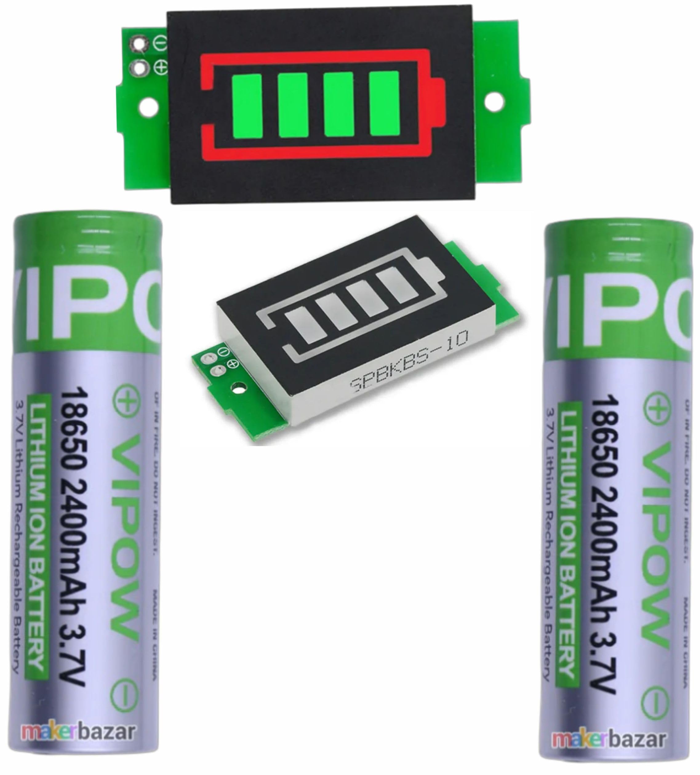 3V-100V 1S 18650 LiPo Battery Capacity Indicator Module with LED Display | 3.7V 2400mAh Battery, Pack of 3, Lithium-Ion, Rechargeable, LED Display Module-image-26