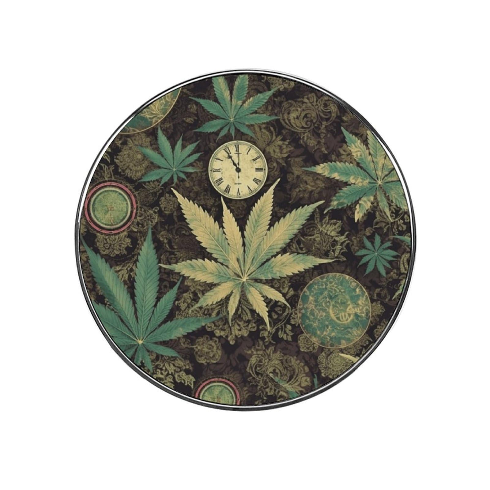 Refrigerator Magnet A Puff in Time Weed Marijuana Printing Fridge Magnet Alloy Material,Fun Personalized Refrigerator Sticker Round Decorative Magnet for Whiteboard Kitchen Locker