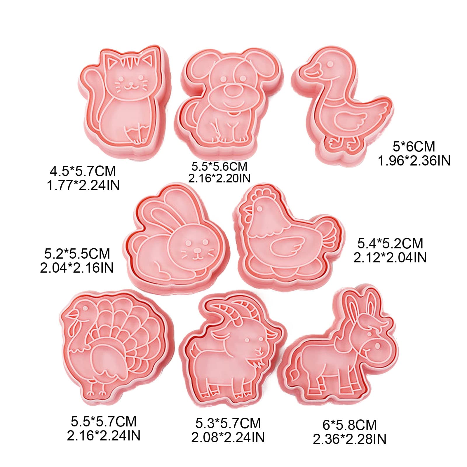 Set De 8 Moules à Biscuits Ferme - Animaux En Plastique | Pour Pâte à Cookies, Pâtisserie Créative