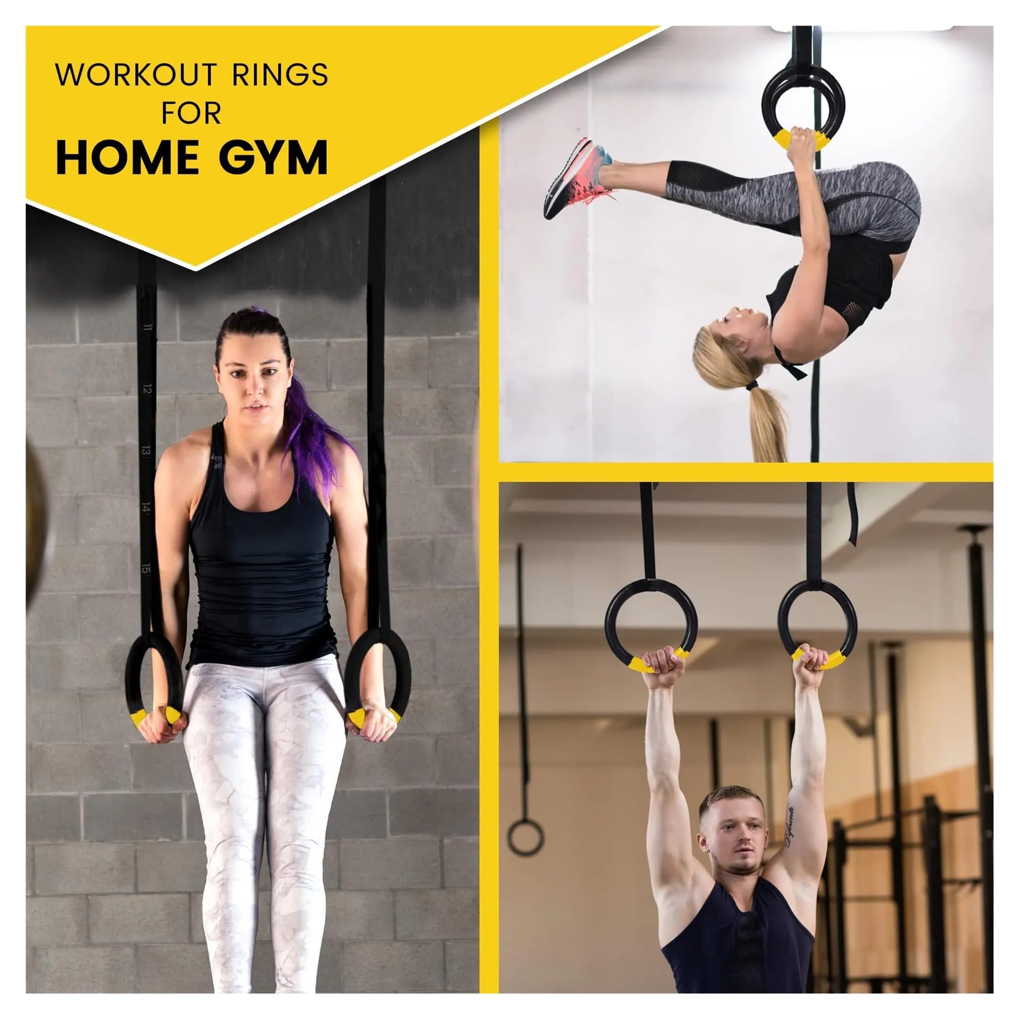 Anillas Gimnasia Anillos de Gimnasia con Capacidad 1/2M, Correas Hebilla Ajustables, Anillos Ejercicio Antideslizantes for Fitness en casa