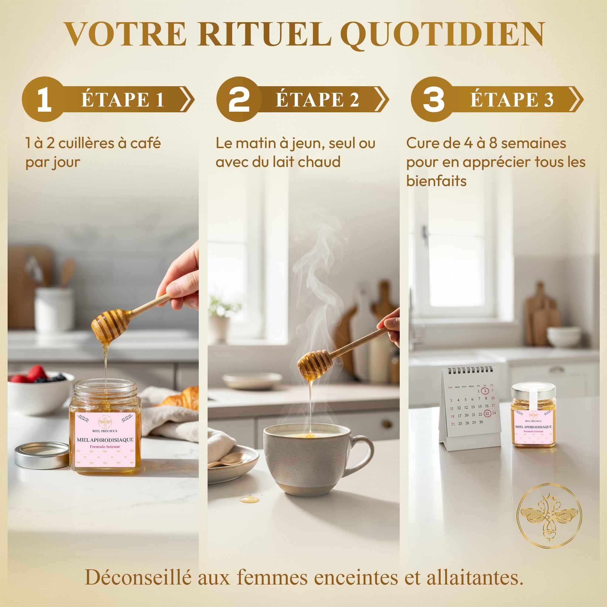 Miel Aphrodisiaque Puissant Ginseng Rouge, Maca, Tribulus, Ashwagandha | Énergie et Vitalité pour Homme et Femme | 100% Naturel | 250g | Miel Précieux