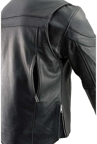 Miniatura 7 de Milwaukee Leather SH1408 Chaqueta de cuero para motocicleta con ventilación y estilo deportivo para hombre
