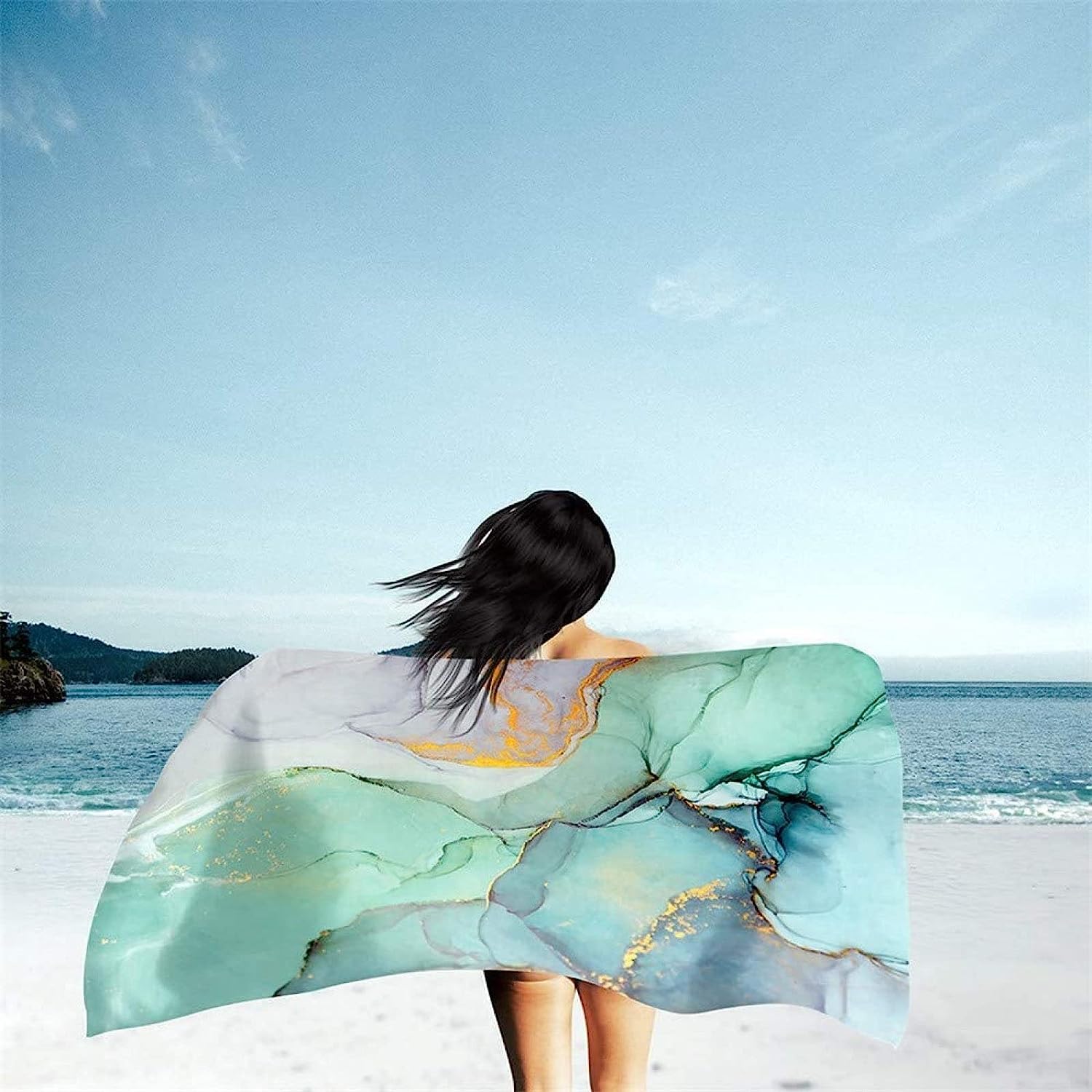Telo Mare 3D Marmorizzazione 200 X 200 Cm, Telo Da Bagno, Telo Da Spiaggia In Microfibra. Asciugamano Ultra Leggero E Ad Asciugatura Rapida Per Sport, Coperta Da Spiaggia, Coperta Da Picnic -7F0Q-V1A