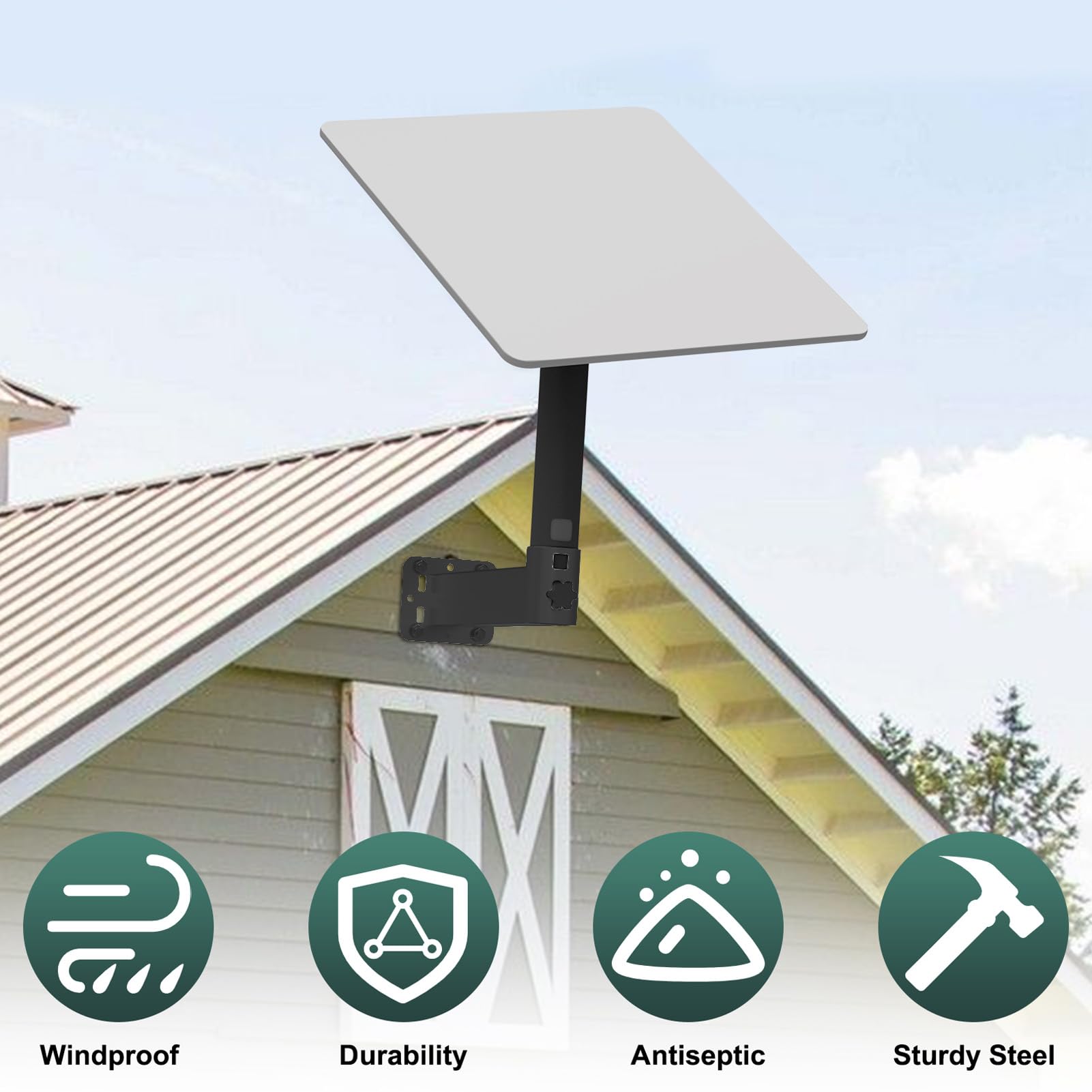Support Mural Satellite, Fixation Antenne Satellite en Alliage d'Aluminium Robuste, Kit Montage Antenne pour V2 Internet, Poteau Stable pour Extérieur