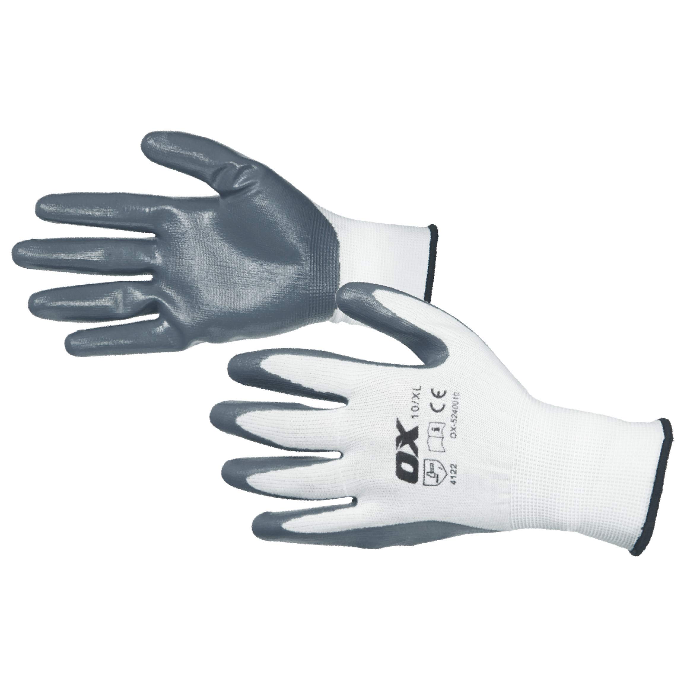 OX Tools OX-S249010 OX Nitrile Flex Gloves - Size 10 (XL), DIY, Gardening, Pets