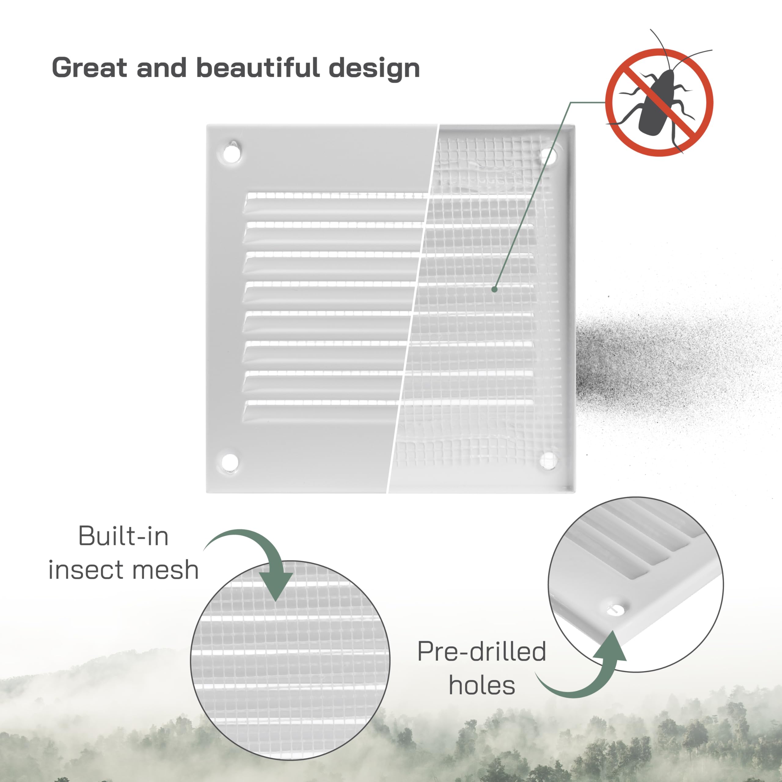 Vent Systems Griglia di ritorno dell'aria in metallo, 100 x 100 mm, con protezione contro i parassiti, copertura di ventilazione HVAC per il miglioramento della casa, 100 x 100 mm, confezione da 2