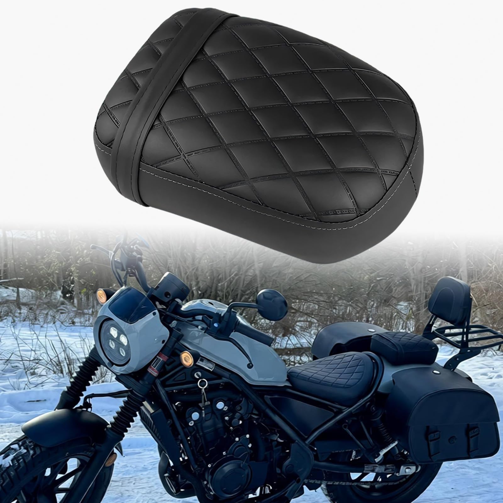 DREAMIZER Cojín de Confort para Pasajero de Moto en Cuero Asiento Compatible con Honda Rebel 300 500 CMX300 500 2017-2025