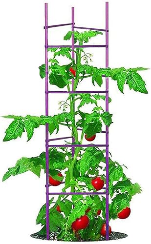 Miniatura 1 de Growsun Jaula de tomate alta de 5 pies, paquete de 6 estacas de jardín moradas para vallas de pepino, 40 clips incluidos (las estacas son de pieza