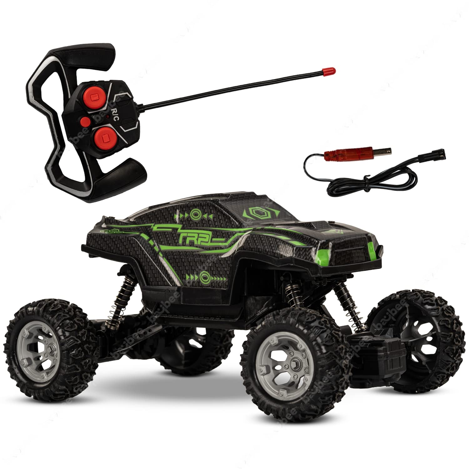 Baybee 1:18 Scale Monster Truck Rechargeable Remote Control Car for Kids, Stunt RC Cars with Full Function, Music, Light, 2.4G Remote Control & Charger | Racing Remote Cars | Remote Control Car Toys for Kids 5+Years Boys Girls (Green) (B0BF5X9B2Q) Amazon Price History, Amazon Price Tracker