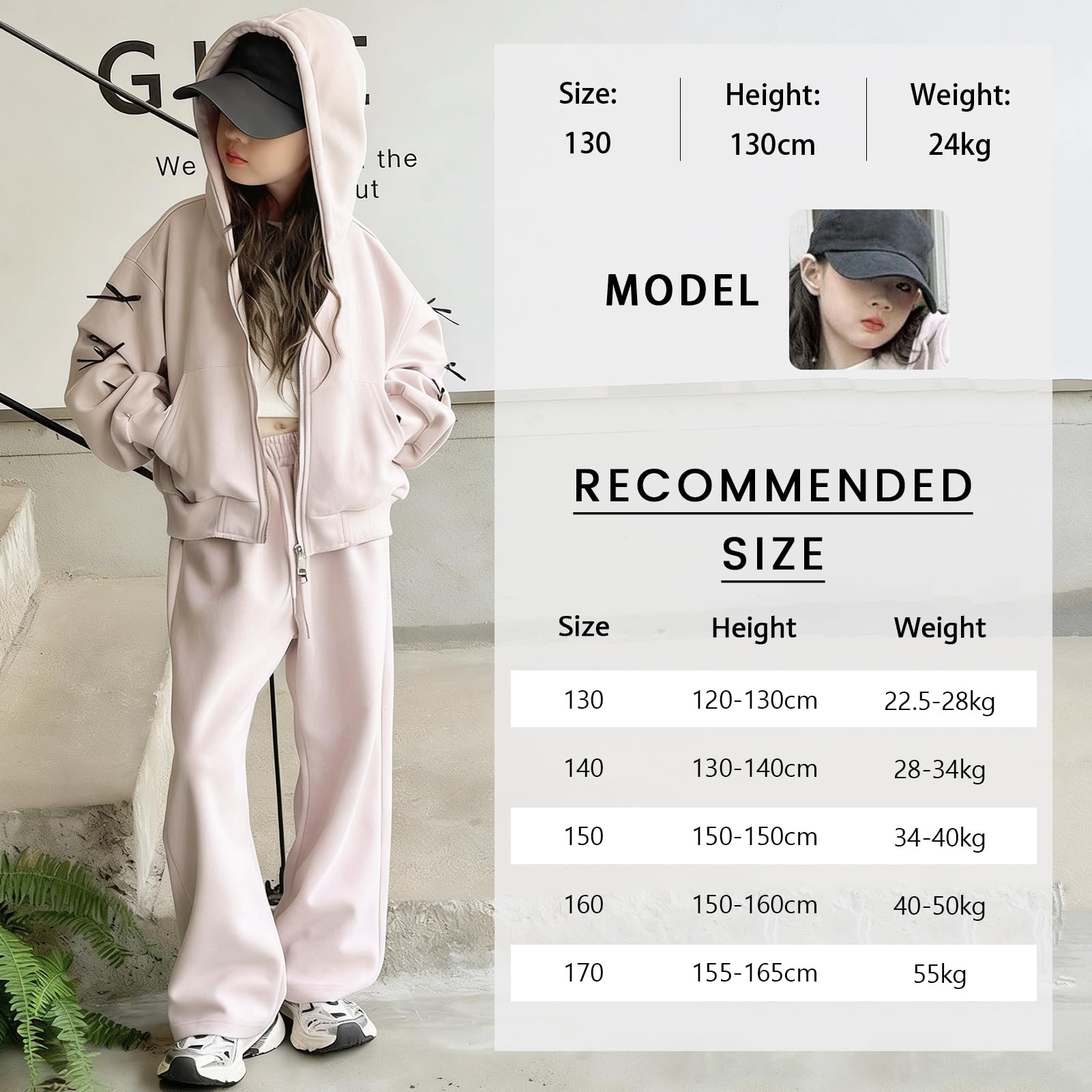 Ensemble d’Entraînement Enfants Fille Survêtement Extérieur avec Papillon Costume 2 Pièces Pantalon de Jogging et Sweatshirt à Capuche pour le Printemps Automne