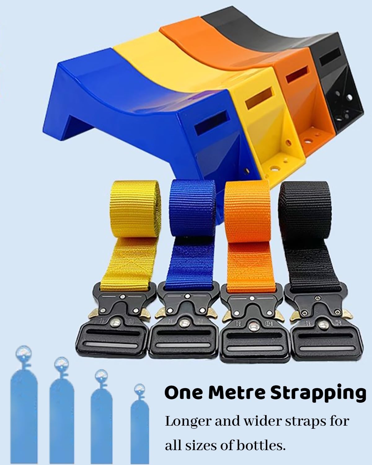 Verstellbarer Oxyn Tank-Wandhalter mit Sicherheitskette, Mcal-Zylinder-Sto-Regal für CO2-Bräunung, Grau, H 3 Stück mit Expaon-Schrauben