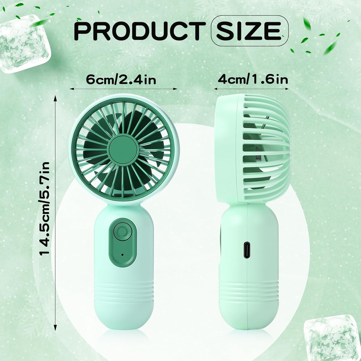 Rossesay 36 Pcs Mini Portable Fan Bulk Cute Handheld Lightweight Small Little Personal Hand Eyelash Fan 3 Speeds USB Rechargeable for Women Men Indoor Outdoor Makeup Travel (Green)