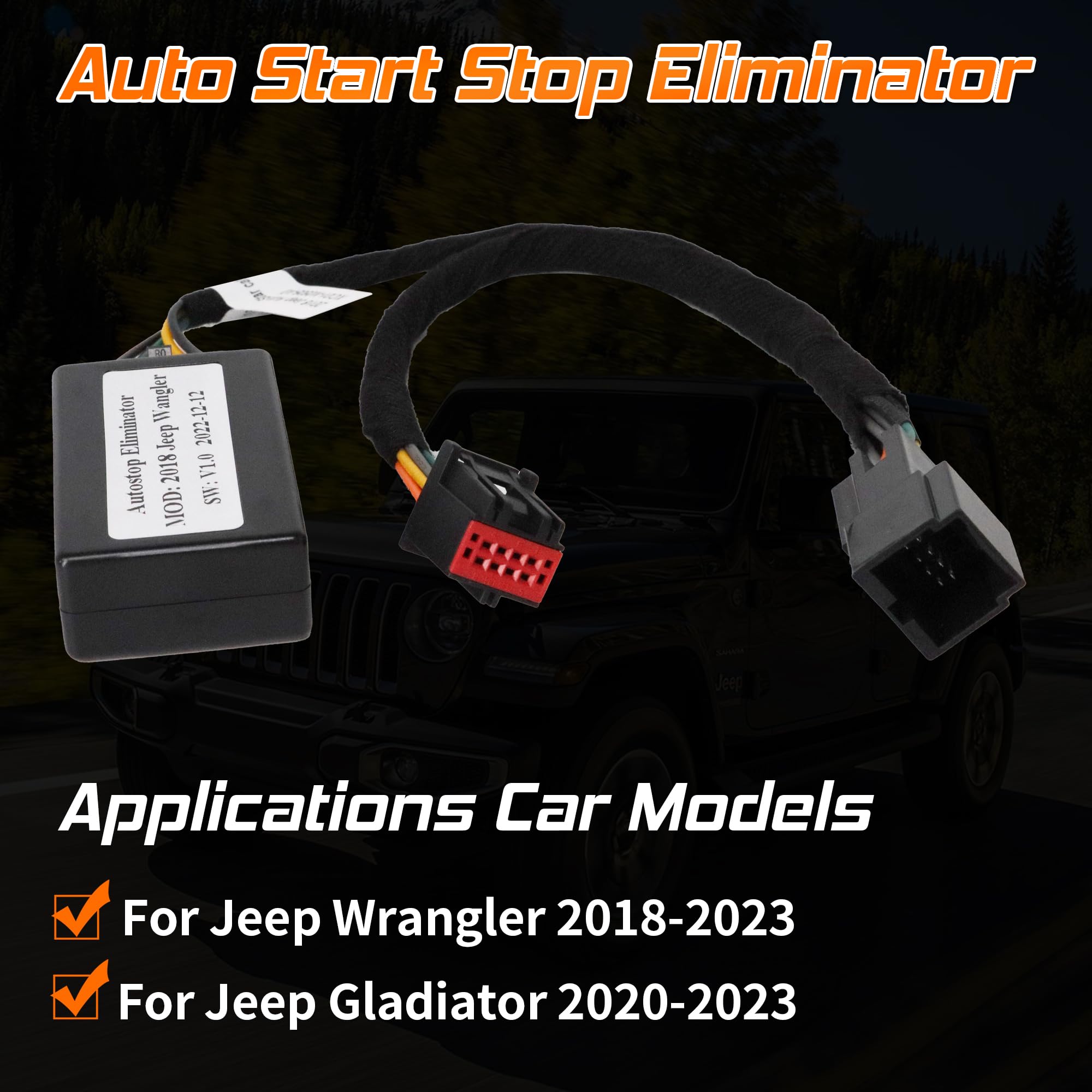 Auto Start Stop Eliminator Compatible with Jeep Wrangler 2018-2023/Gladiator 2020-2023 Autostop Engine Automatic A-Off Start Stop Function Plug&Play