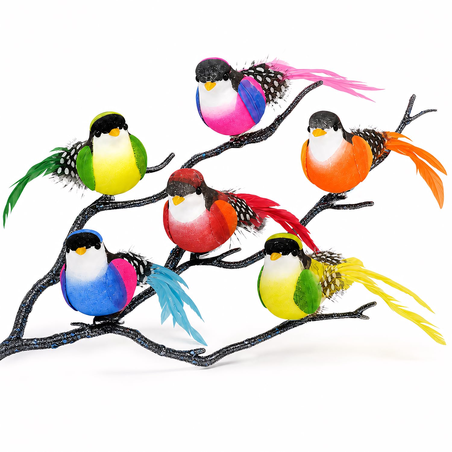 6Pcs Artificial Birds for Decoration, Realistic Feathered Mini Ornaments with Hair Clip Design, Home Decor, Garden Ornaments, DIY Crafts, Floral Arrangement, Party Table Display (Colorful)-image-29