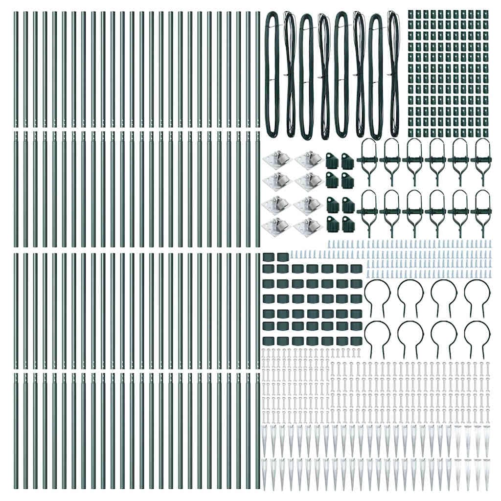Poste para valla de jardín, 52 unidades, 3,2 x 180 cm, color verde | Acero galvanizado en polvo, resistente al óxido y a la intemperie, fácil instalación, kit completo para exterior