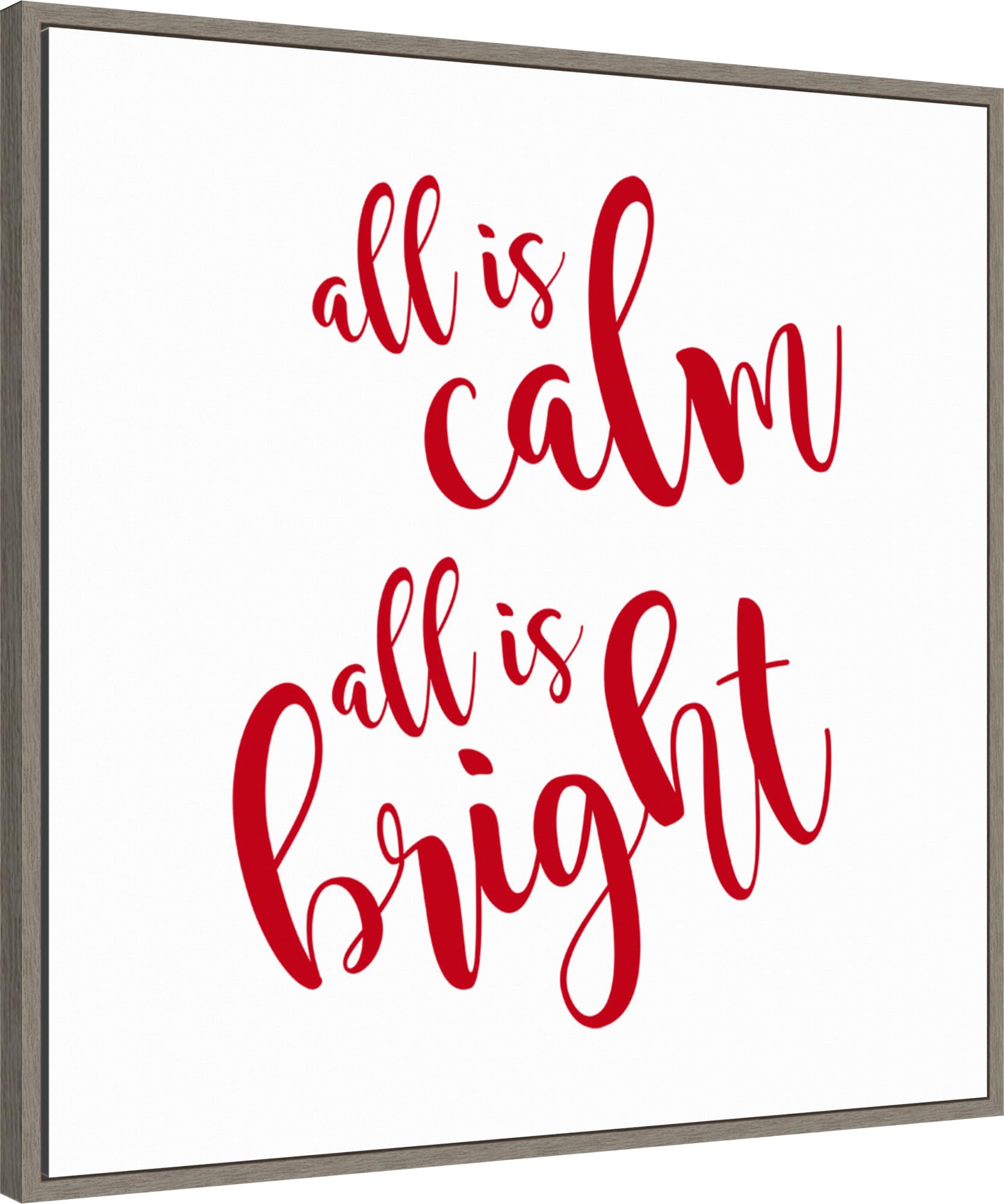 Amanti Art Framed Canvas Wall Art 30x30 All is Calm Script Red Portfolio, Framed Wall Art Canvas, Typography Artwork, Country Rustic Decor, Large Poster Painting for Living Room,