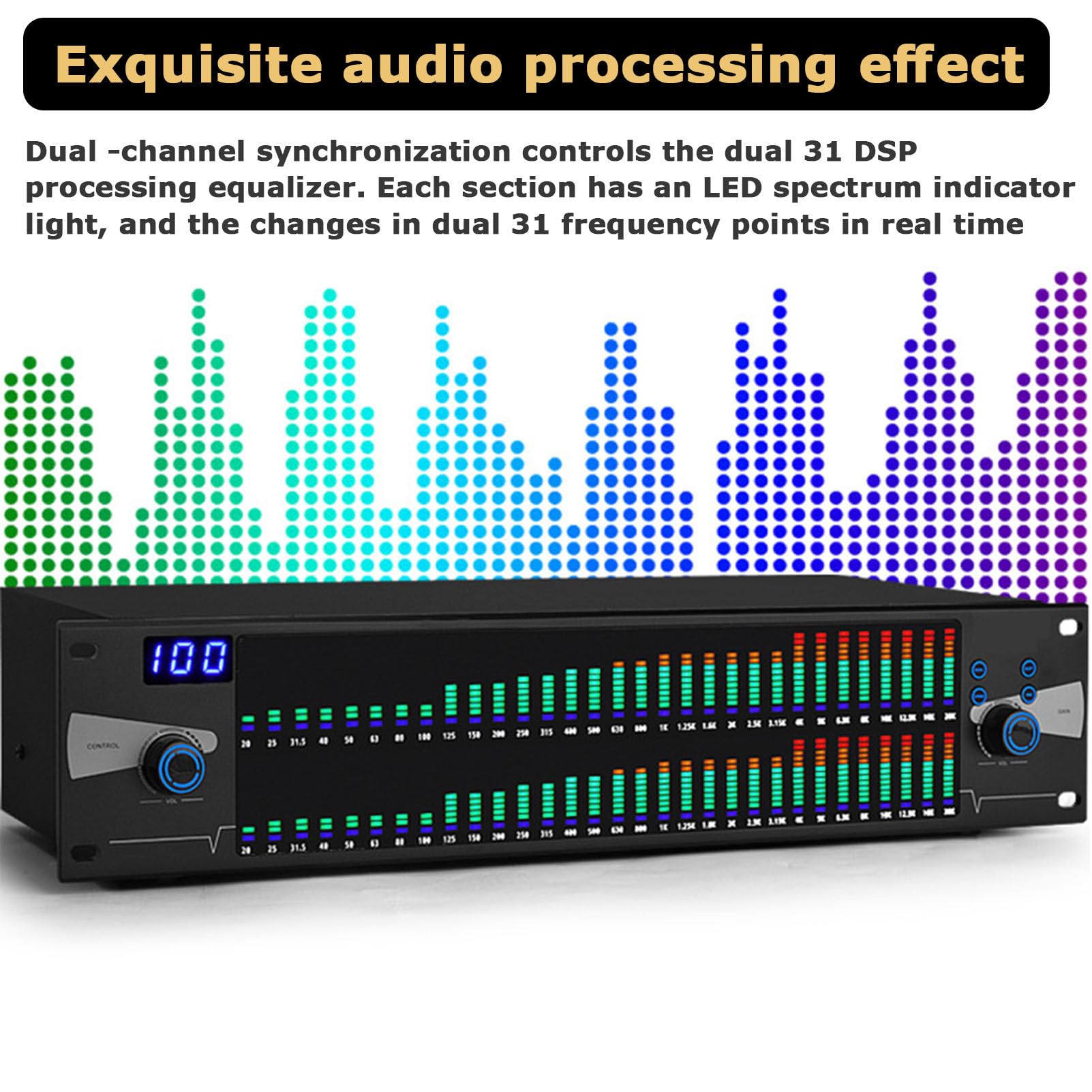 31-Band Digital Equalizer, Stereo Graphic Equalizer, LED Spectrum 31-Band Digital Equalizer, Stereo Graphic Equalizer, LED Spectrum