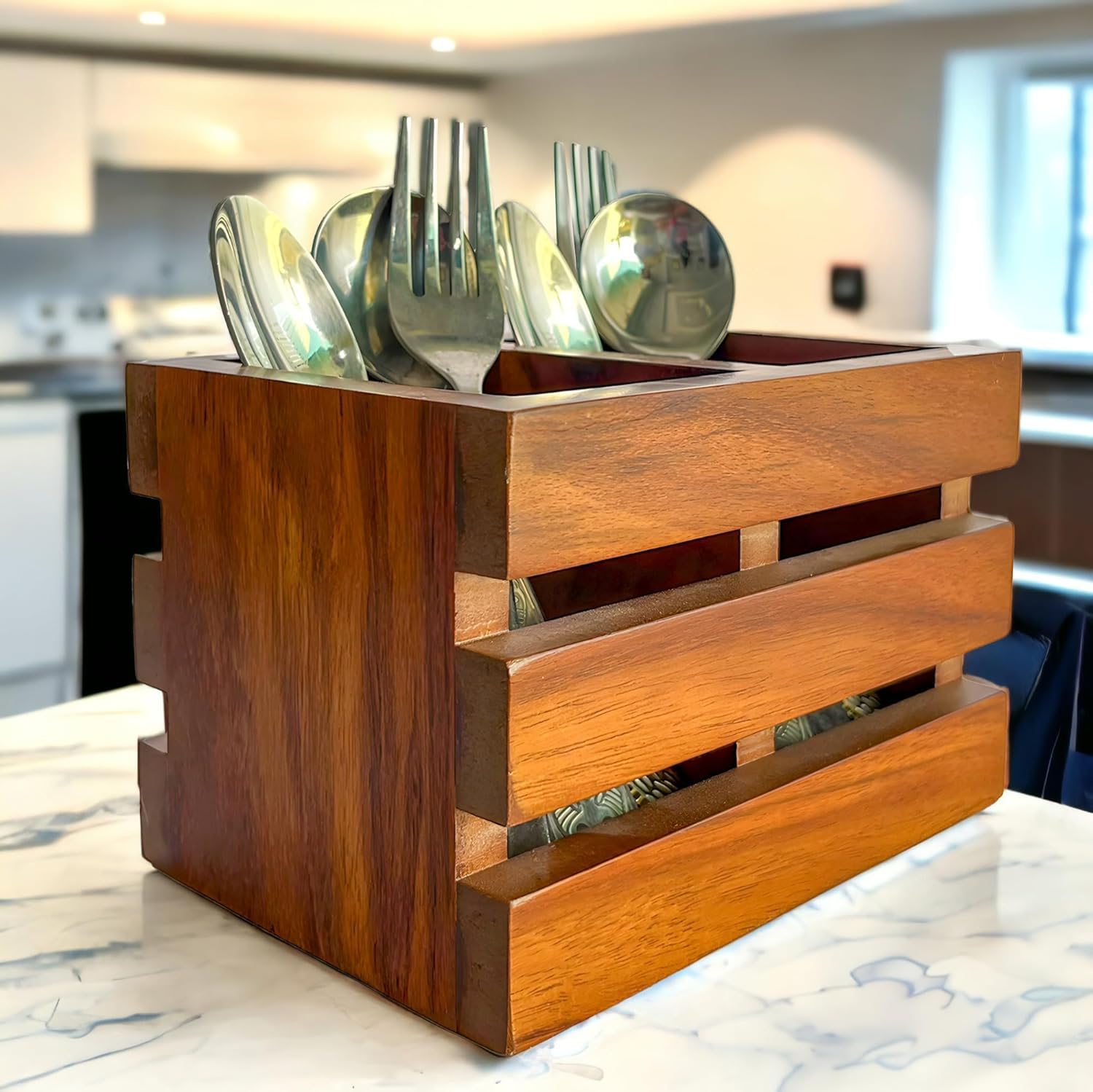 Wooden Spoon Holder - Cutlery Rack for Dining Table -6 Wooden Spoon Holder - Cutlery Rack for Dining Table -6