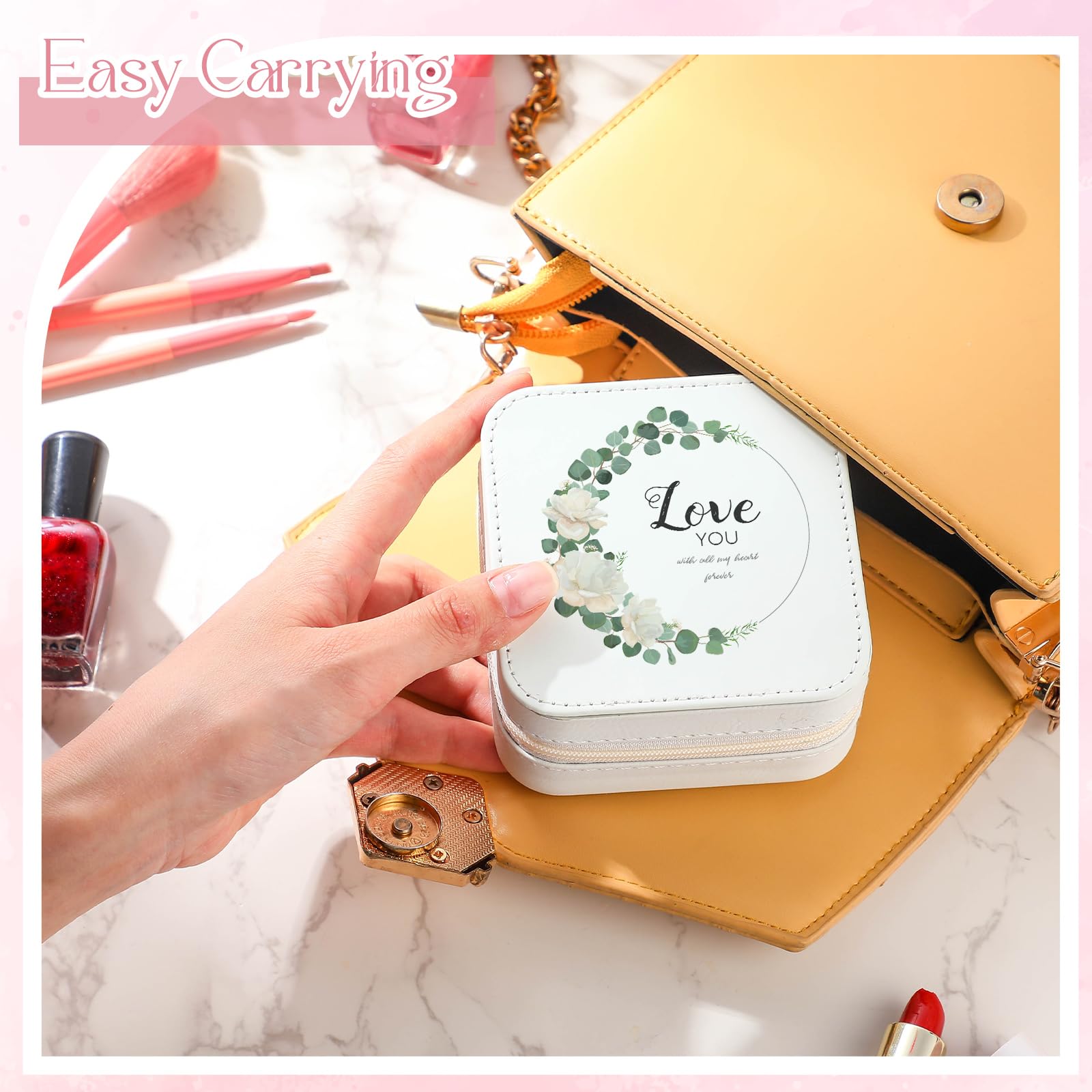 Tondiamo 6 Stück Sublimationsreise-Schmuckkästchen, kleine Reise-Schmuckschatulle, tragbarer Schmuck-Organizer für Reisen, Geschenke für Frauen, Mädchen, Abschlussfeier, Brautjungfer, Hochzeit,