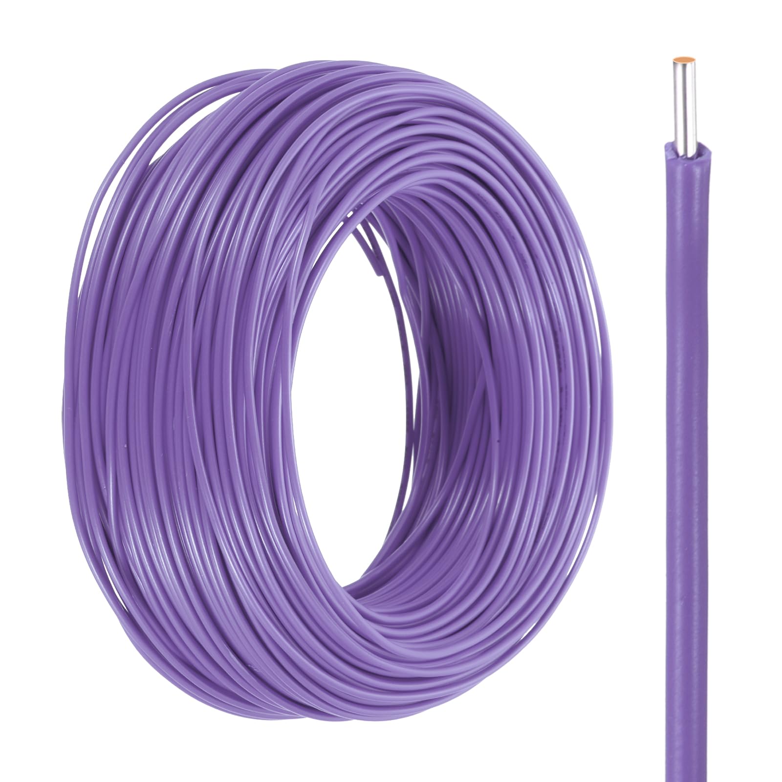 sourcing map UL1007 Solid Core Wire, 28 Gauge 200FT 300V 28 AWG Electrical Wire Tinned Copper PVC 80 Degree High Temp Internal Wiring for Fixed Installations, Appliances, Purple