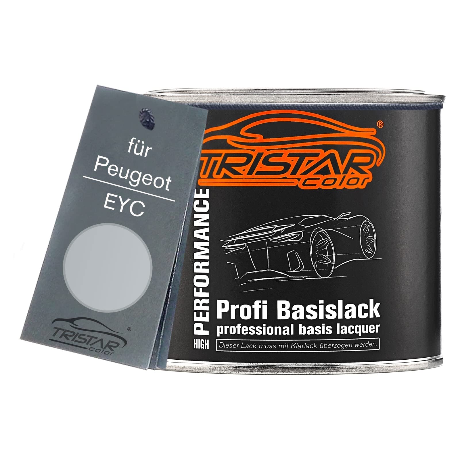 TRISTARcolor Peinture voiture Pot prêt à la pulvérisation pour Peugeot EYC Gris Quartz Metallic/Platinum Grey Metallic peinture de base 0,5 L