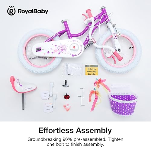 Miniatura 6 de RoyalBaby Bicicleta EZ para niñas, bicicleta Stargirl, entrenamiento libre, equilibrio a pedal, bicicleta de fácil aprendizaje, 12-20 pulgadas para