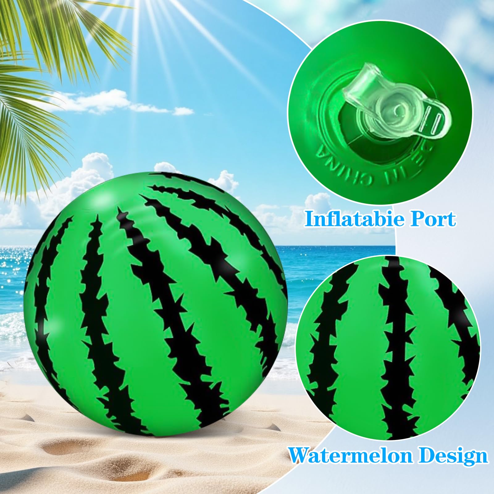 Pack De 2 Pelotas De Playa Inflables Con Forma De Sandía – Juguetes De Piscina De PVC Resistente, Ideales Para Fiestas De Verano Y Juegos Acuáticos