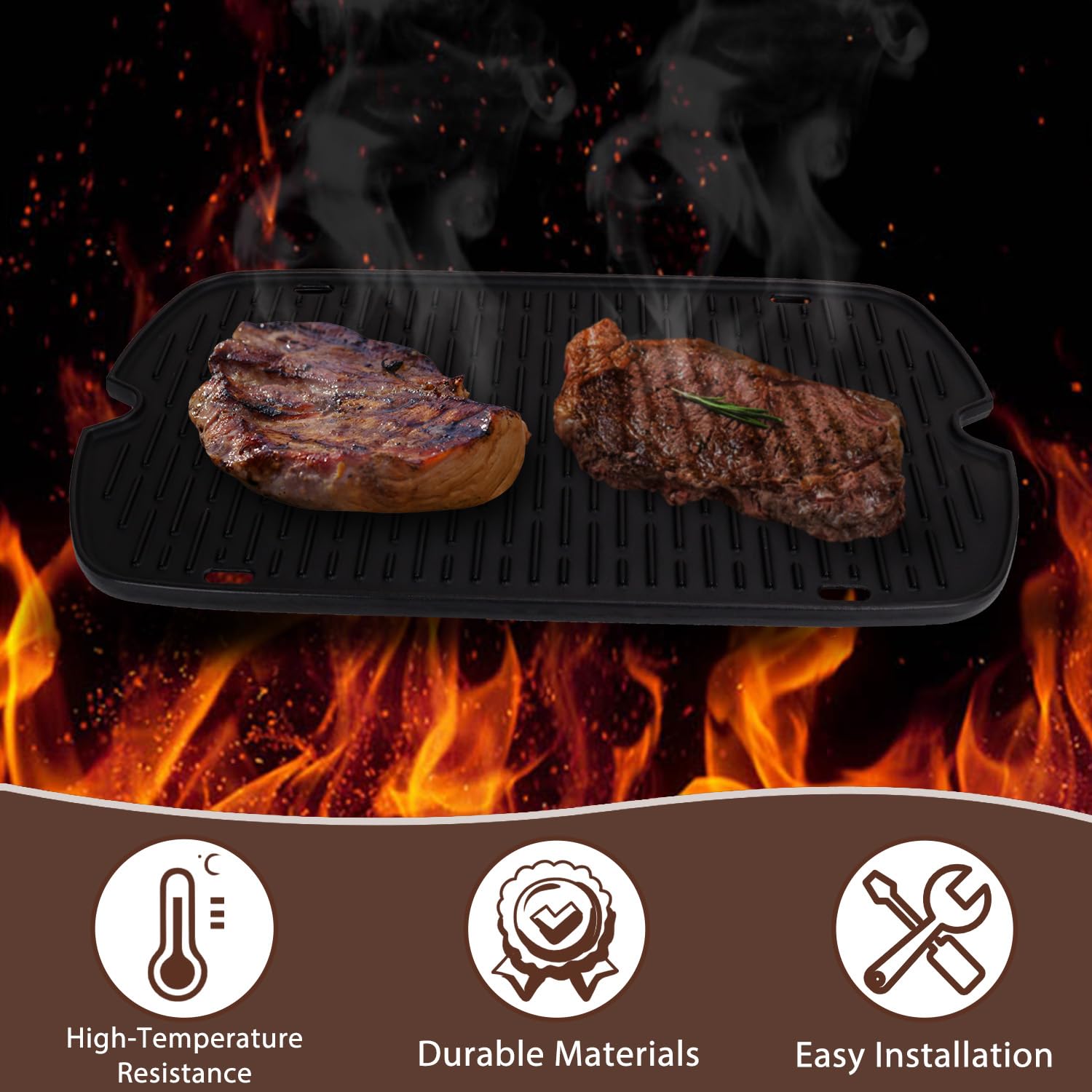Plancha para Weber Traveler Grill 9010001 9020001 9030001, 7034 Piezas de repuesto de inserto de plancha de hierro fundido para Weber Traveler 9013001 9011701 Accesorios de plancha con bolsa de 7