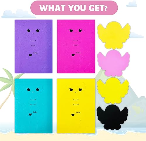 Miniatura 3 de VKPI Kit de regalo de 4 piezas de espuma EVA, creativo para hacer tus propias mariposas, proyectos de manualidades de papel de dibujos animados para