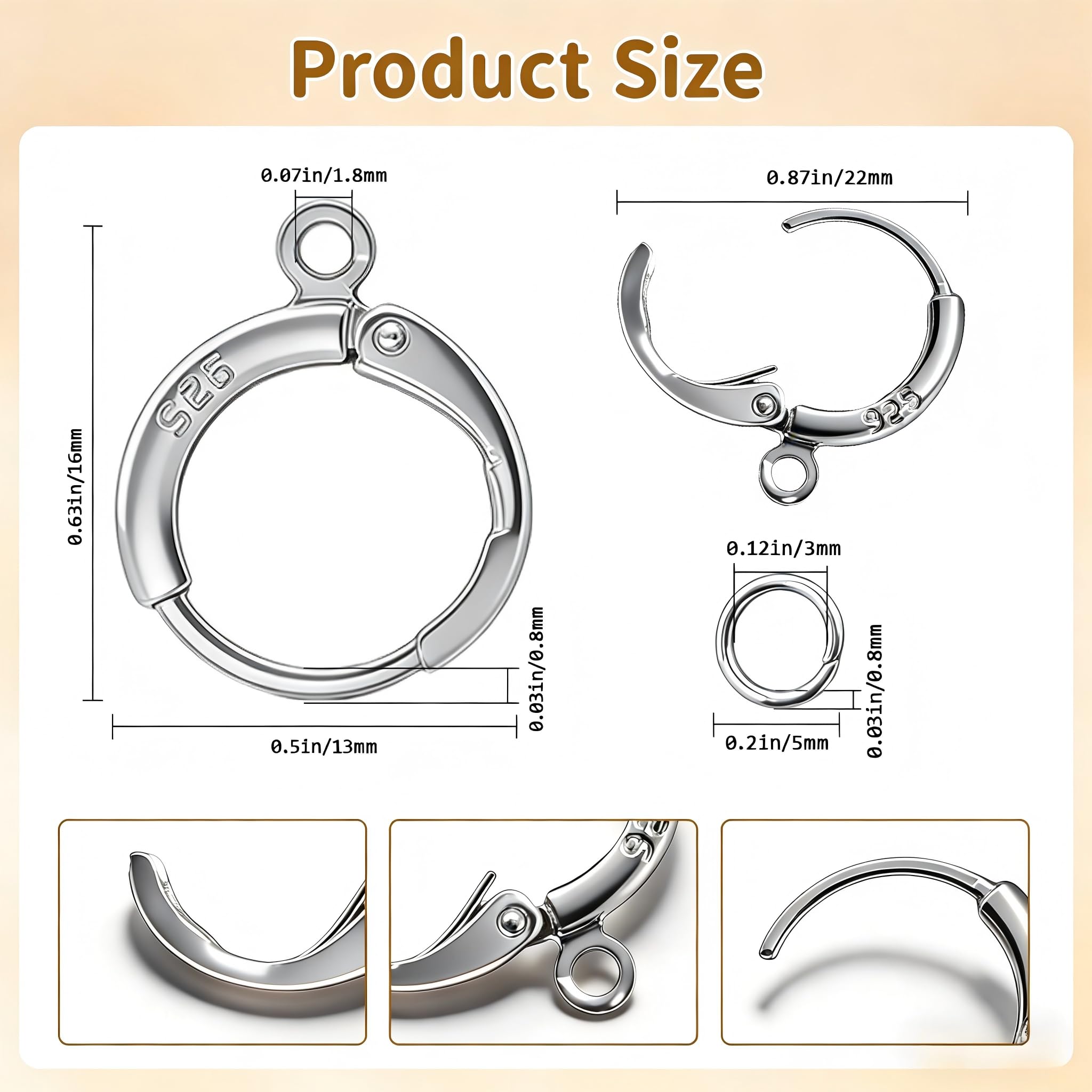 RCIDOS Kit Creazione Orecchini 80 Pezzi - Ganci Ipoallergenici Argento 925 e Oro 18K per Gioielli Fai da Te