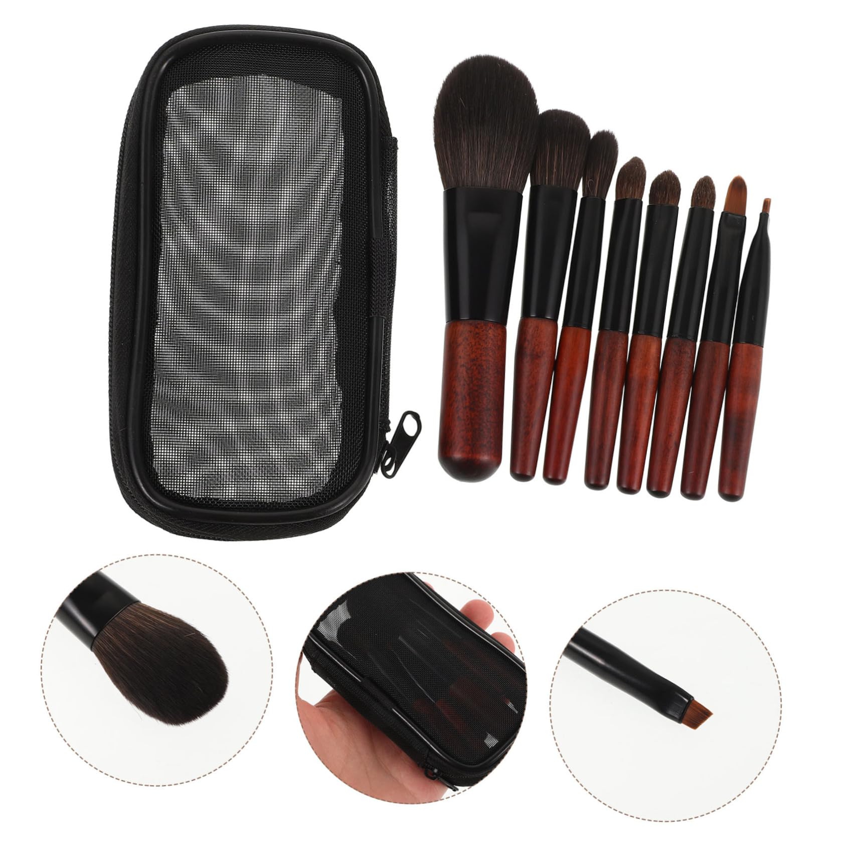 Kit Pennelli Per Pennello Per e Eyeliner Pennelli Per Cosmetici Viaggio Per Setole Morbide Per Applicazione Uniforme