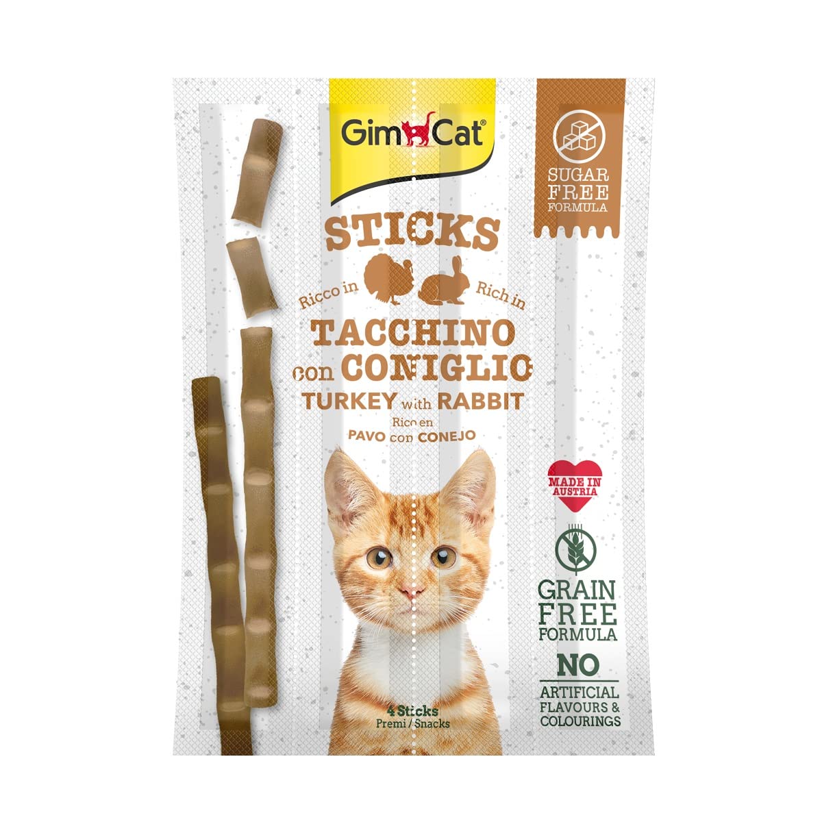GimCat Sticks Hindi Etli Tavşan etli Tahılsız Ödül Çubukları 4lü 20 Gr