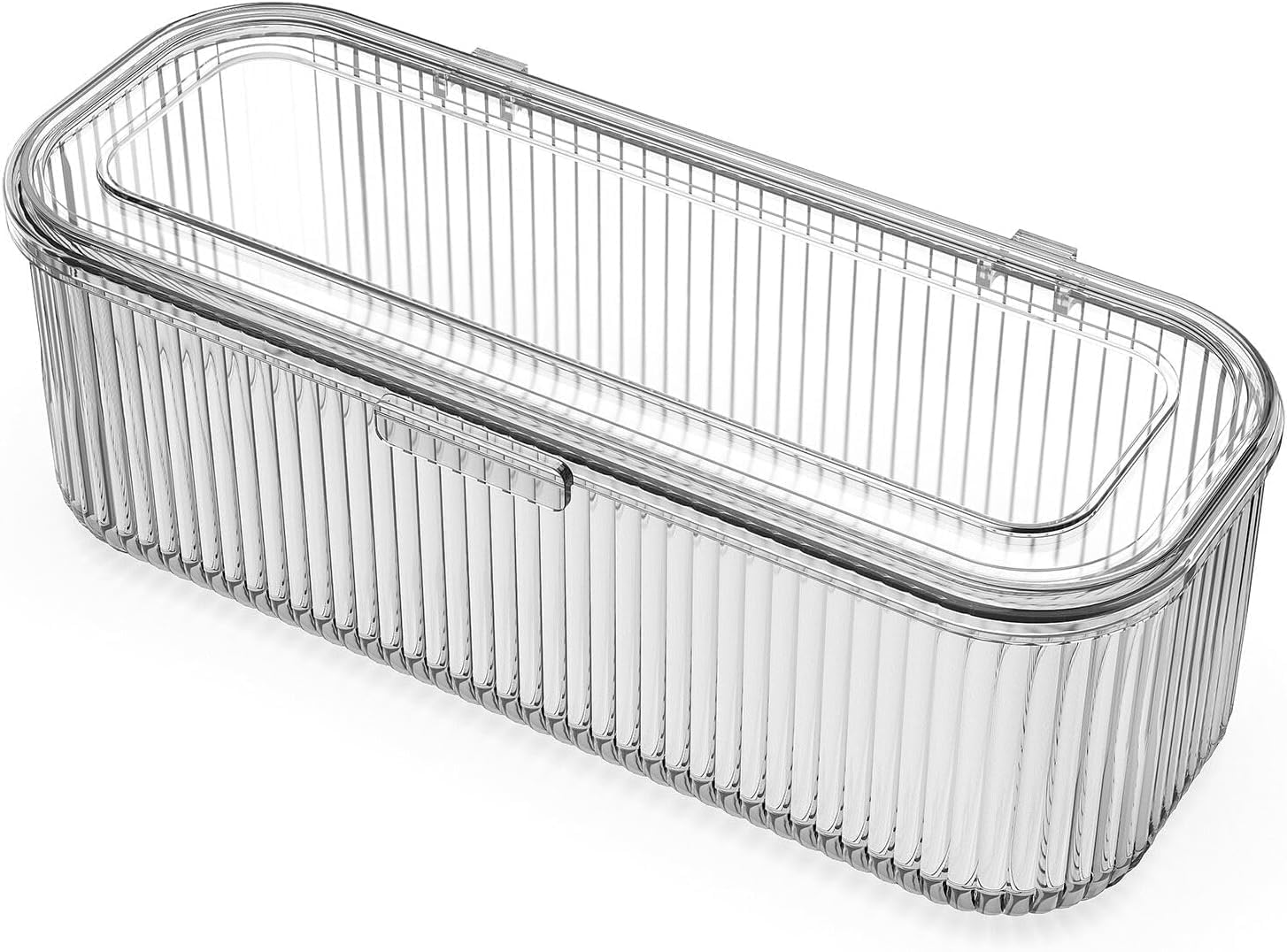 waqif Makeup Organizer Box | Flip Top Lid, Portable Countertop Cosmetic Storage for Brushes, Lipsticks, Hair Bands - Dust-Proof Sealed Container for Beauty Products