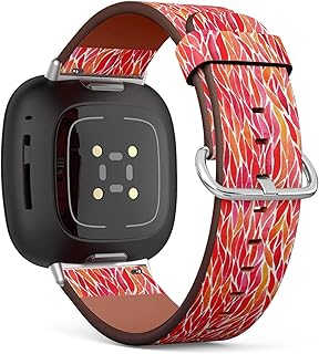 CJBROES Replacement Leather Watch Band, Compatible with Fitbit Versa 3 and Fitbit Sense of Wristband Bracelet Accessory - Watercolor Colorful